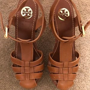 Tory Burch Wood T Strap Platform Sandal